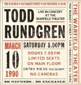 Todd Rundgren Live at the Warfield 10th March 1990
